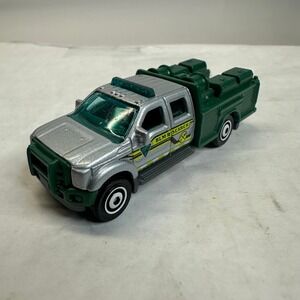 Matchbox Ford F 350 Super Duty Truck BLM Research Silver Green Diecast Toy 2010